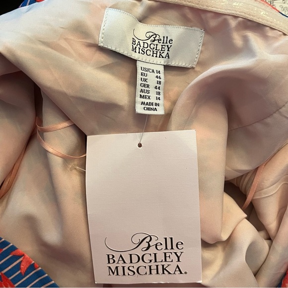 Belle Badgley Mischka Delilah Halter Dress Womens Size 14 Floral Coral Multi NWT - Picture 6 of 8